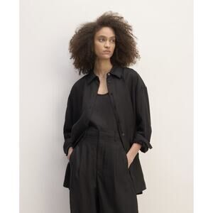 Everlane Women's Boyfriend Shirt in Linen in Black, Size Extra Small